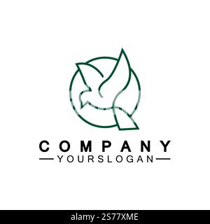 Line art bird logo vector illustration design  minimalist bird icon symbol Stock Vector