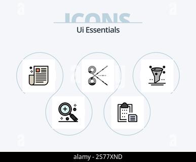 Ui Essentials Line Filled Icon Pack 5 Icon Design. scissors. cut. navigation. ui. list Stock Vector