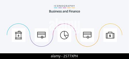 Finance Line 5 Icon Pack Including finance. bag. chart. minus. money Stock Vector