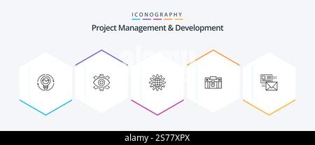 Project Management And Development 25 Line icon pack including development. business. creative. global. modern Stock Vector