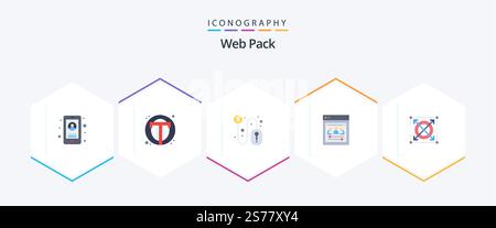 Web Pack 25 Flat icon pack including web. web developers. web. remote team. mouse Stock Vector