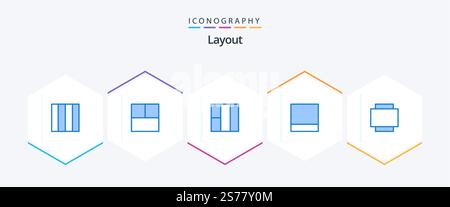 Layout 25 Blue icon pack including . Stock Vector