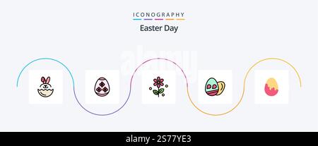 Easter Line Filled Flat 5 Icon Pack Including . easter egg. easter. easter. holiday Stock Vector