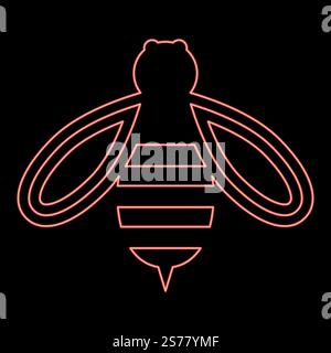 Neon bee honey red color vector illustration image flat style light. Neon bee honey red color vector illustration image flat style Stock Vector