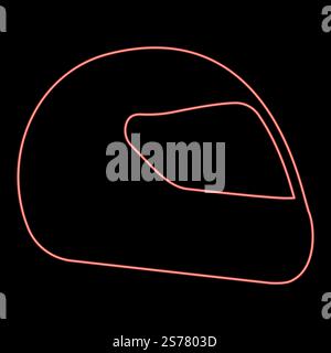 Neon helmet motorcycle racing sport red color vector illustration image flat style light. Neon helmet motorcycle racing sport red color vector illustration image flat style Stock Vector