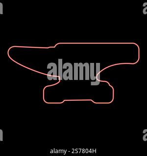 Neon anvil red color vector illustration image flat style light. Neon anvil red color vector illustration image flat style Stock Vector