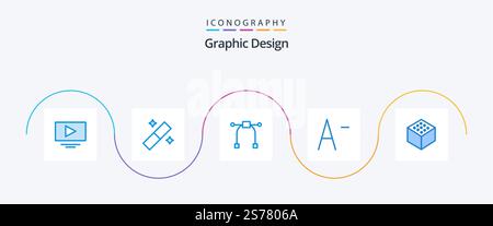 Design Blue 5 Icon Pack Including . cube. Stock Vector