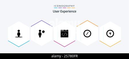 User Experience 25 Glyph icon pack including . time . clock . development Stock Vector