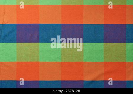 abstract of colorful fabric pattern, handmade craft style product in full frame background or wallpaper backdrop design for cushion, carpet, rug Stock Photo