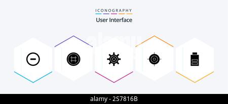 User Interface 25 Glyph icon pack including user. interface. interface. battery. interface Stock Vector