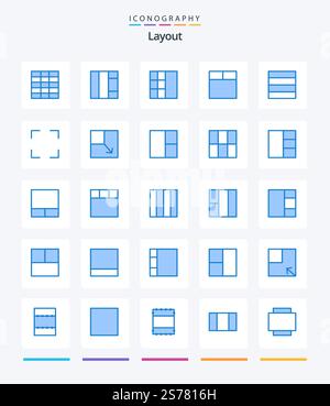 Creative Layout 25 Blue icon pack  Such As layout. full screen. grid. minimize. view Stock Vector