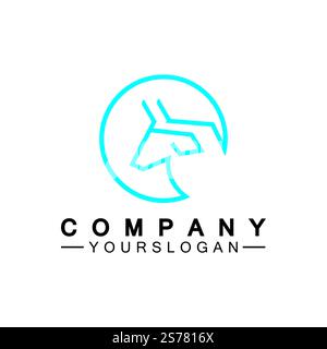 Bull monoline logo design vector template Stock Vector