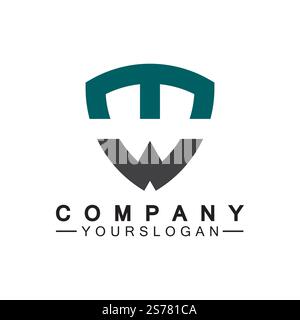 Initial letter wt logo or tw logo vector design template Stock Vector