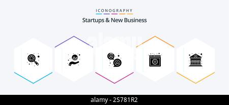 Startups And New Business 25 Glyph icon pack including . finance. group. building. web management Stock Vector