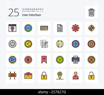 User Interface 25 Line Filled icon pack including interface. data. business. file. interface Stock Vector
