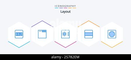 Layout 25 Blue icon pack including . layout. layout. frame. vertical Stock Vector