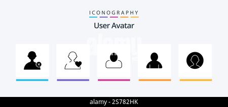 User Glyph 5 Icon Pack Including . user. profile. avatar. Creative Icons Design Stock Vector