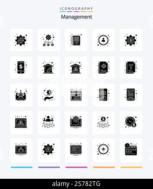 Creative Management 25 Glyph Solid Black icon pack  Such As money. goal. business. target. manager Stock Vector