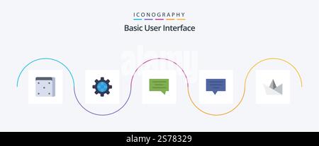 Basic Flat 5 Icon Pack Including . message. Stock Vector