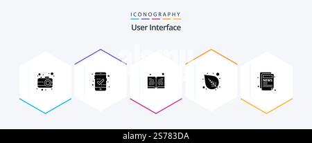User Interface 25 Glyph icon pack including . . read. news. article Stock Vector