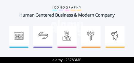 Human Centered Business And Modern Company Line 5 Icon Pack Including invitation. identity. man. user. gang. Creative Icons Design Stock Vector