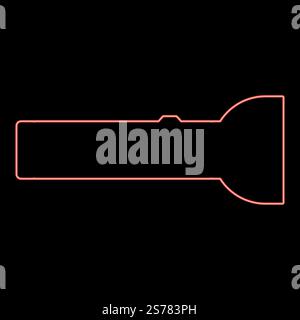 Neon torch red color vector illustration image flat style light. Neon torch Flashlight Light device red color vector illustration image flat style Stock Vector