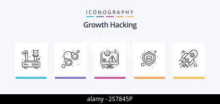 Hacking Line 5 Icon Pack Including error. rocket. lock. decode. jail. Creative Icons Design Stock Vector