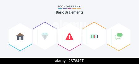 Basic Ui Elements 25 Flat icon pack including chat. simple. alert. electricity. charge Stock Vector