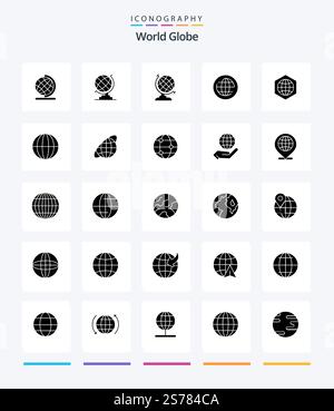Creative Globe 25 Glyph Solid Black icon pack  Such As hand. globe. orbit. global. travel Stock Vector
