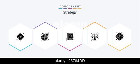 Strategy 25 Glyph icon pack including . target. contacts. audience. equality Stock Vector