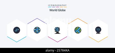 Globe 25 FilledLine icon pack including . internet. geography. globe. worldwide Stock Vector