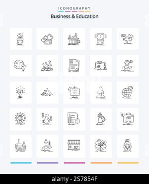 Creative Business And Education 25 OutLine icon pack  Such As card. security. dollar. money. banking Stock Vector