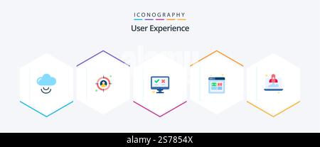 User Experience 25 Flat icon pack including startup. computer. media. wire framing. user Stock Vector