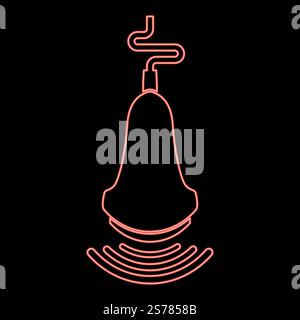 Neon ultrasound tool with wave medical diagnostic device equipment echograpy red color vector illustration image flat style light. Neon ultrasound tool with wave medical diagnostic device equipment echograpy red color vector illustration image flat style Stock Vector