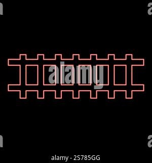 Neon rail rails Railroad Railway Train track red color vector illustration image flat style light. Neon rail rails Railroad Railway Train track red color vector illustration image flat style Stock Vector