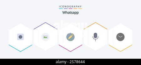 Whatsapp 25 Flat icon pack including clock. watch. pencil. basic. basic Stock Vector