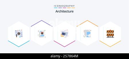 Architecture 25 Flat icon pack including enterprise architecture. deliverable. document. plan. map Stock Vector