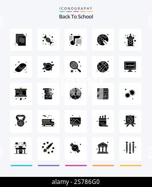 Creative Back To School 25 Glyph Solid Black icon pack  Such As classroom. drawing. genetic. color. school Stock Vector