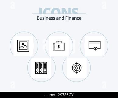 Finance Line Icon Pack 5 Icon Design. money. dollar. money. bag. payments Stock Vector