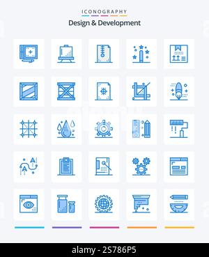 Creative Design & Development 25 Blue icon pack  Such As development. coding. development. development. compressed Stock Vector