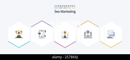 Seo Marketing 25 Flat icon pack including web. seo. seo. solution. business Stock Vector