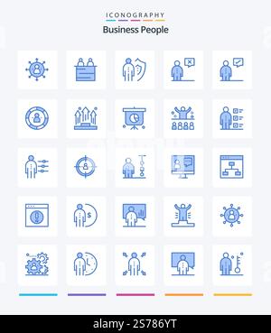 Creative Business People 25 Blue icon pack  Such As human. communication. teamwork. business. person Stock Vector