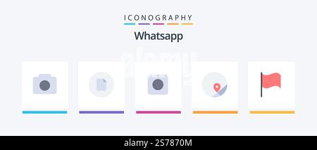 Whatsapp Flat 5 Icon Pack Including ui. basic. app. map. map. Creative Icons Design Stock Vector