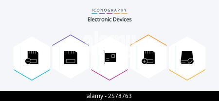 Devices 25 Glyph icon pack including devices. computers. gadget. hardware. computers Stock Vector
