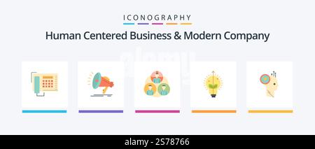 Human Centered Business And Modern Company Flat 5 Icon Pack Including like. light. staff. bulb. success. Creative Icons Design Stock Vector