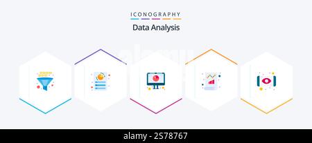 Data Analysis 25 Flat icon pack including report. data. report. business. graph Stock Vector