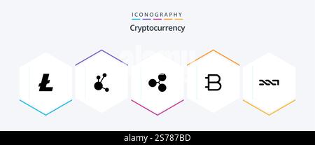 Cryptocurrency 25 Glyph icon pack including crypto . bytecoin . crypto . ripple Stock Vector