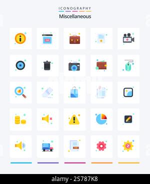 Creative Miscellaneous 25 Flat icon pack  Such As p. briefcase. receipt. bill Stock Vector
