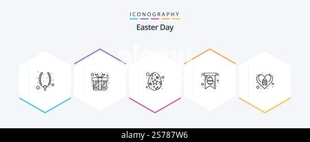 Easter 25 Line icon pack including heart. easter. easter. egg. card Stock Vector