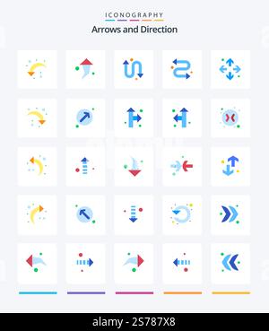Creative Arrow 25 Flat icon pack  Such As arrow. right arrow. repeat. reload. maximize Stock Vector